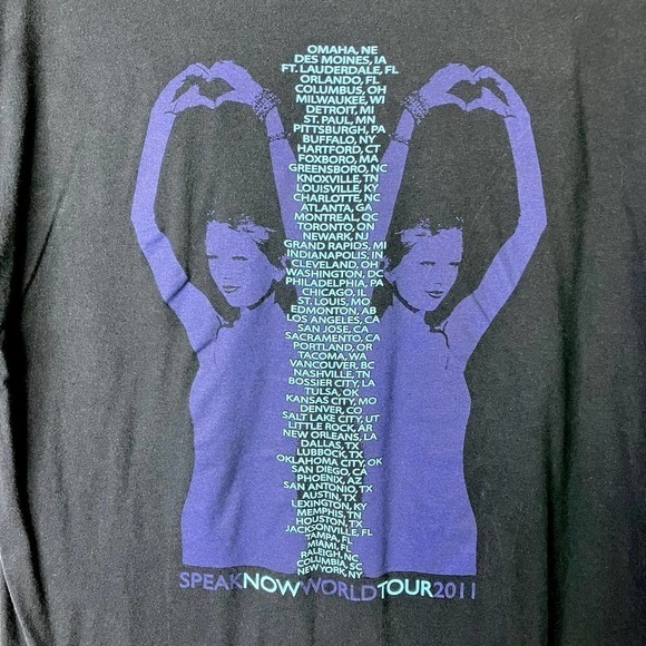 Taylor Swift Speak Now World Tour 2011 Black Graphic Concert T-Shirt Sz M Gildan - Picture 12 of 16